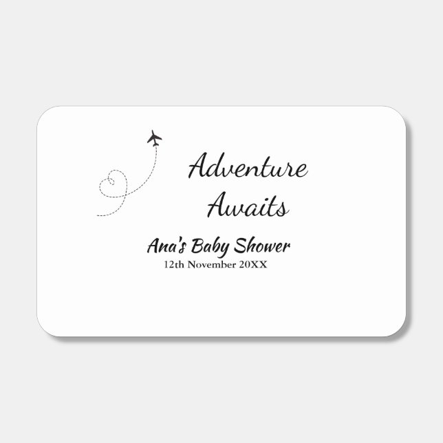 Adventure awaits baby shower add name date plane s matchboxes (Front)