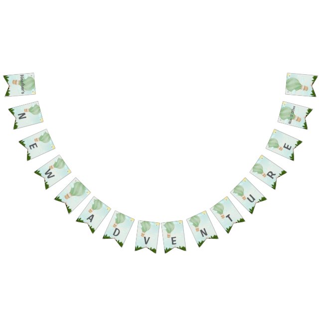 Adventure Awaits Baby Shower|Custom Name & Date Bunting Flags (All)