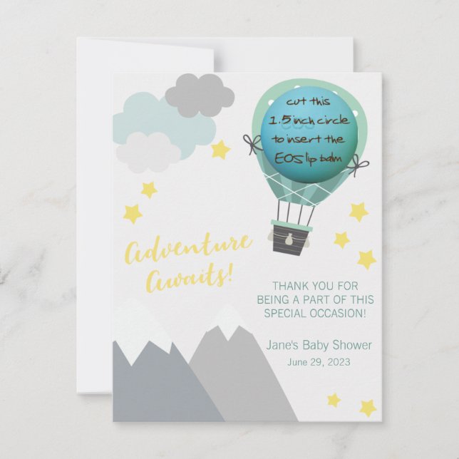 Adventure Awaits! Baby Shower EOS Lip Balm Favor (Front)