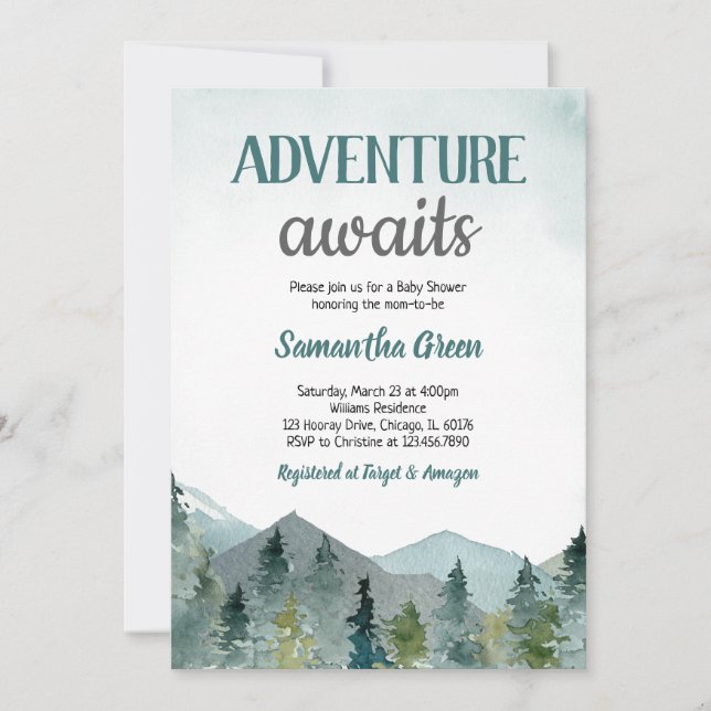 Adventure Awaits Baby Shower Invitation (Front)