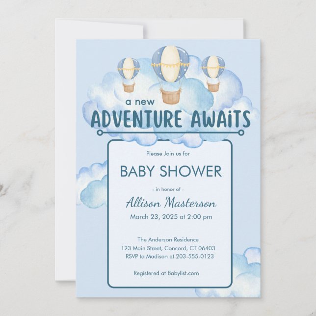 Adventure Awaits Baby Shower Invitation (Front)