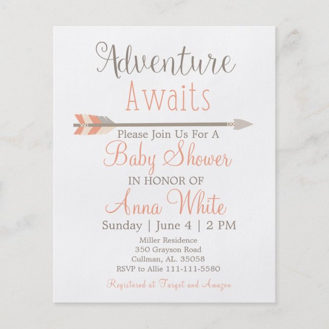 Adventure Awaits Baby Shower Invitation Flyer (Front)