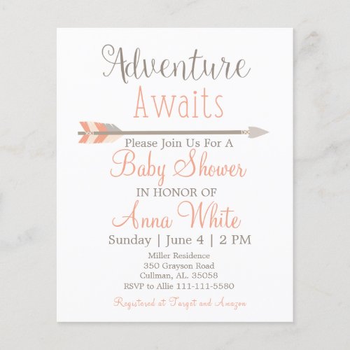 Adventure Awaits Baby Shower Invitation Flyer