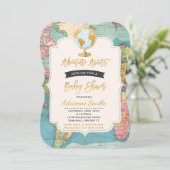 Adventure Awaits Baby Shower Invitation Map Shower (Standing Front)