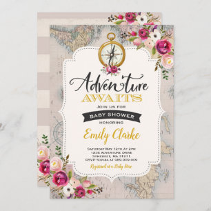 Adventure Awaits Baby Shower Invitation Map Shower