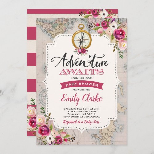 Adventure Awaits Baby Shower Invitation Map Shower