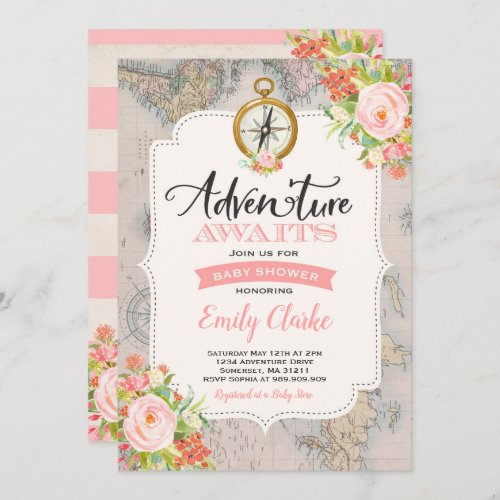 Adventure Awaits Baby Shower Invitation Map Shower