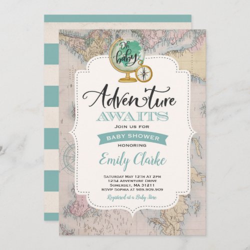 Adventure Awaits Baby Shower Invitation Map Shower