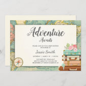 Adventure Awaits Baby shower invitation Travel Map (Front/Back)