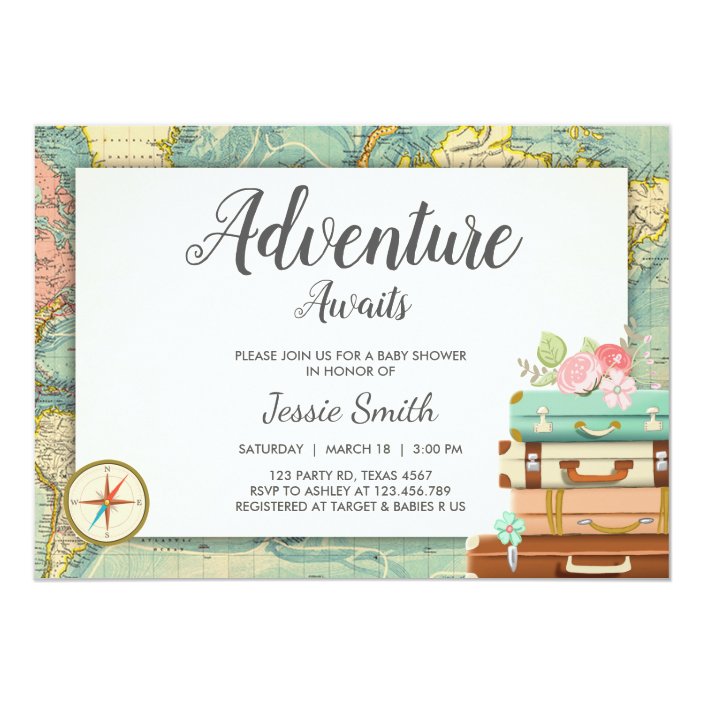 adventure awaits baby shower invitations