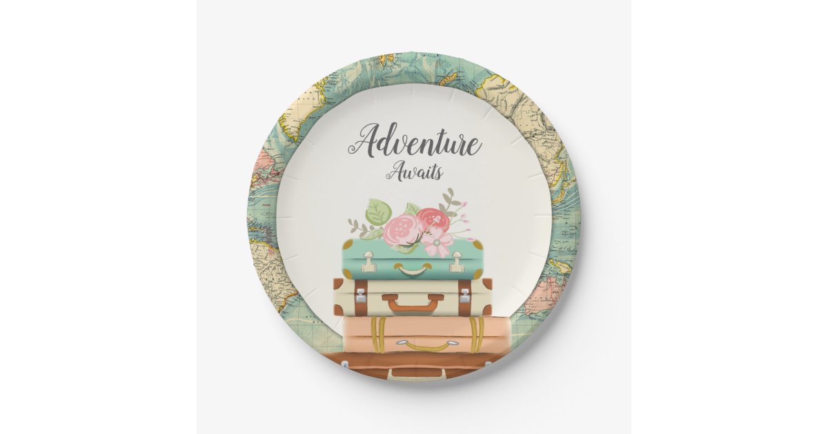 Adventure Awaits Baby Shower Paper Plates Travel Zazzle