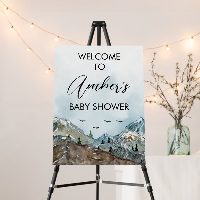 Adventure Awaits Baby Shower Welcome Sign (In Situ (Stand))