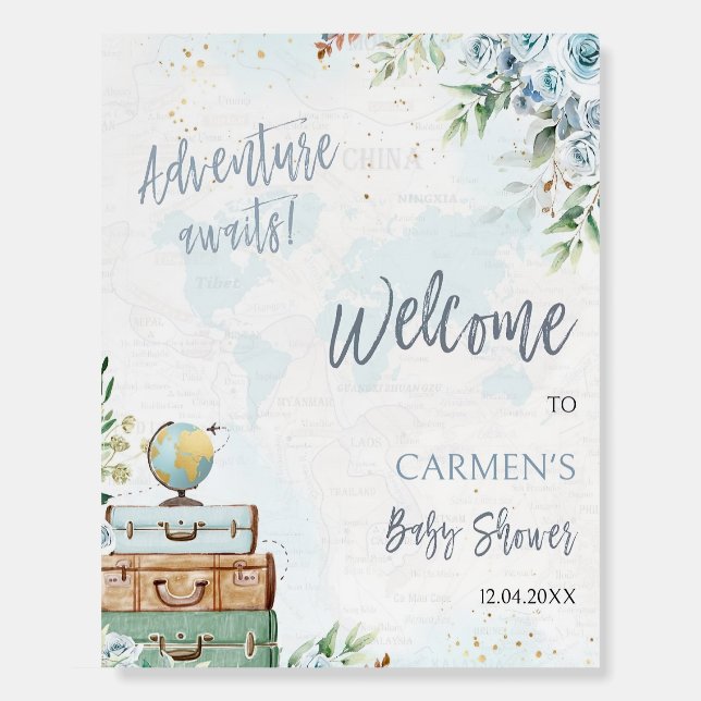 Adventure Awaits Baby Shower Welcome Sign Adventur (Front)