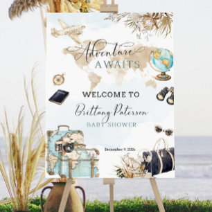 Adventure awaits baby shower welcome sign template