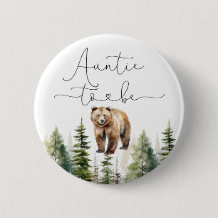 Adventure awaits bear baby shower Auntie to be Button