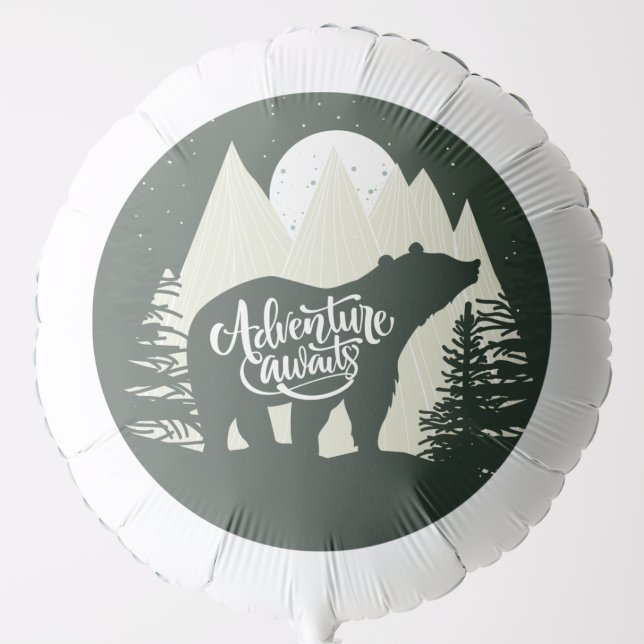 Adventure Awaits Bear Baby Shower Balloon (Front)