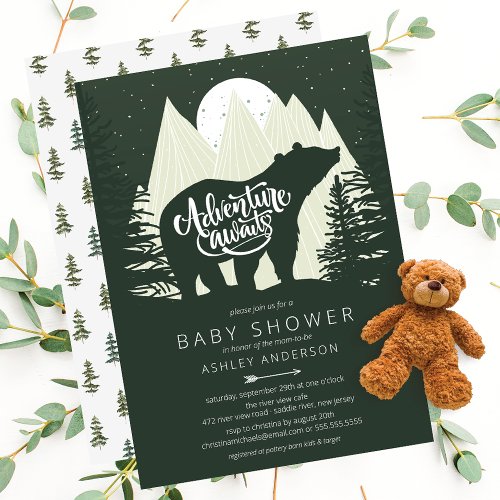 Adventure Awaits Bear Baby Shower Invitation