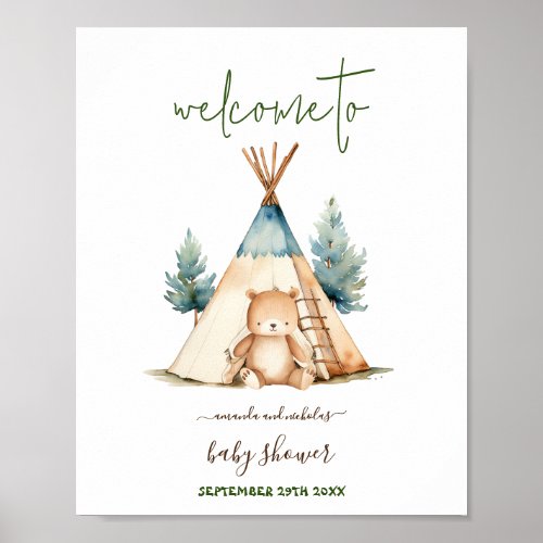 Adventure awaits bear camping welcome sign 