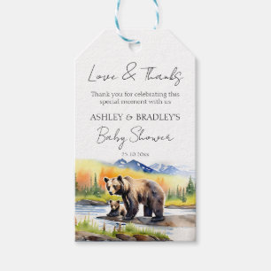 Adventure awaits bear cub baby shower favor gift tags