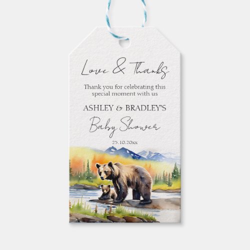 Adventure awaits bear cub baby shower favor gift tags