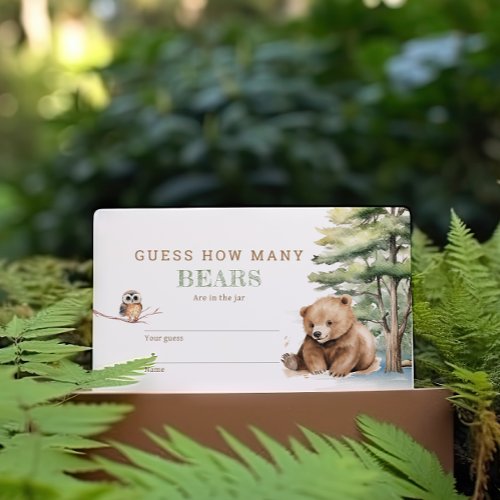 Adventure Awaits Bear Guess How Many Shower Game  Enclosure Card