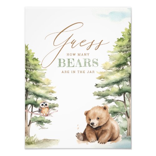 Adventure Awaits Bear Guess How Many Shower Game Photo Print