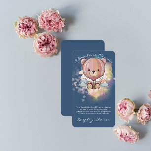 Adventure Awaits Bear Hot Air Balloon Baby Shower Enclosure Card
