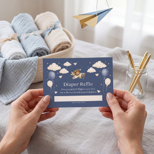 Adventure Awaits Bear Pilot Diaper Raffle Enclosure Card