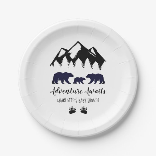 Adventure Awaits Bears Baby Shower  Paper Plates