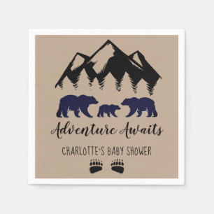 Adventure Awaits Bears Kraft Baby Shower Napkins