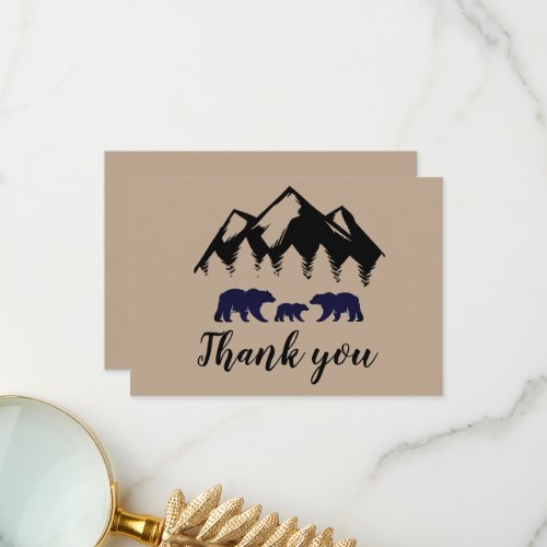 Adventure Awaits Bears Kraft Baby Shower Thank You Card