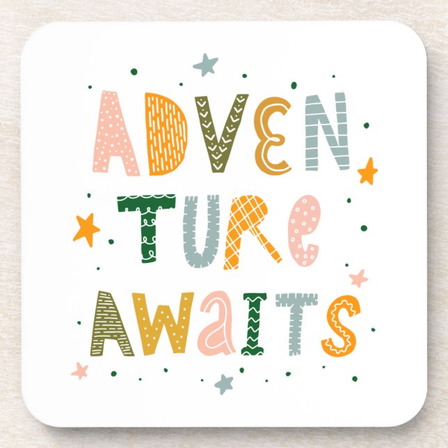 Adventure Awaits Beverage Coaster (Front)