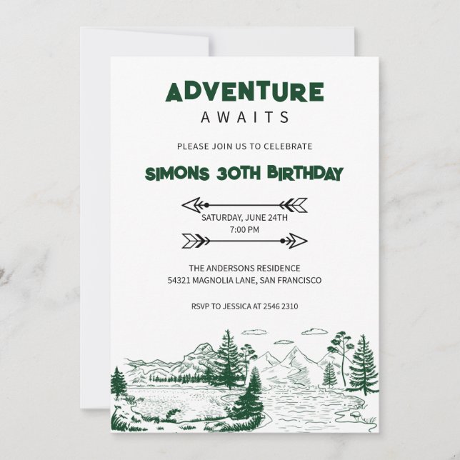 Adventure Awaits Birthday Invitation (Front)