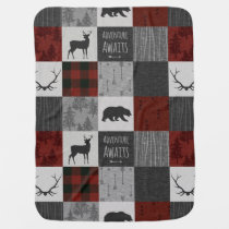 Adventure Awaits Blanket - Red/grey