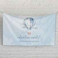 Adventure Awaits! Blue Hot Air Balloon Baby Shower
