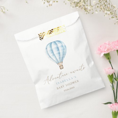 Adventure Awaits Blue Hot Air Balloon Baby Shower Favor Bag