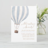 Adventure Awaits Blue Hot Air Balloon Baby Shower  Invitation (Standing Front)