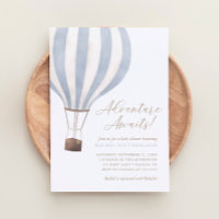 Adventure Awaits Blue Hot Air Balloon Baby Shower 