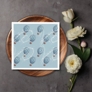 Adventure Awaits Blue Hot Air Balloon Baby Shower Napkins