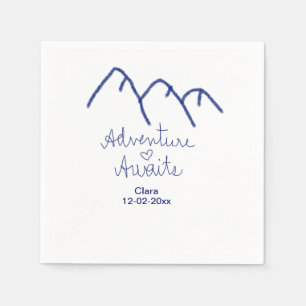 Adventure awaits blue mountain heart add name  napkins