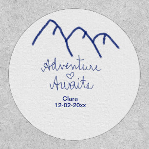 Adventure awaits blue mountain heart add name patch