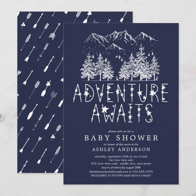 Adventure Awaits Boy baby Shower Invitation (Front/Back)