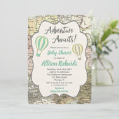 Adventure Awaits boy baby shower invitations (Standing Front)