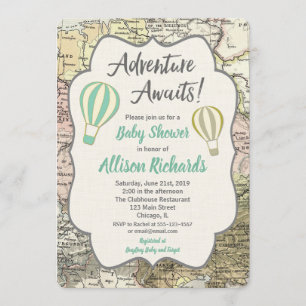 Adventure Awaits boy baby shower invitations