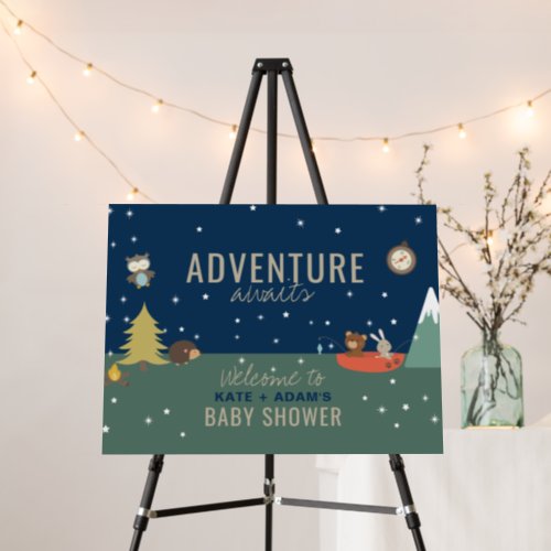 Adventure Awaits Boy Woodland Baby Shower Welcome Foam Board