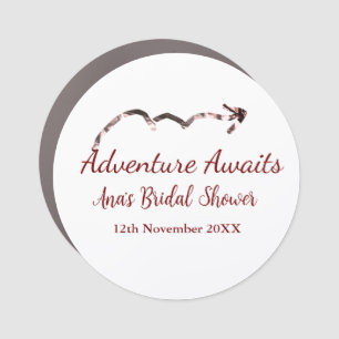 Adventure awaits bridal shower add name arrow marr car magnet