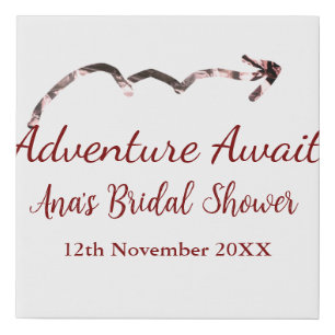 Adventure awaits bridal shower add name arrow marr faux canvas print