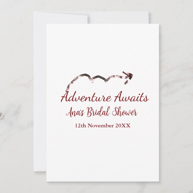 Adventure awaits bridal shower add name arrow marr invitation (Front)