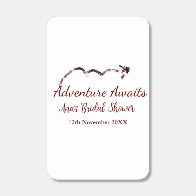 Adventure awaits bridal shower add name arrow marr matchboxes (Front)