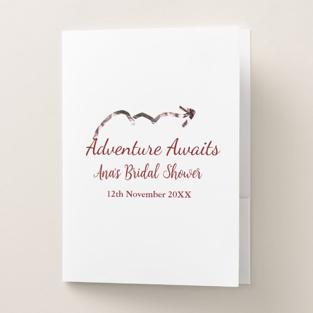 Adventure awaits bridal shower add name arrow marr pocket folder (Front)